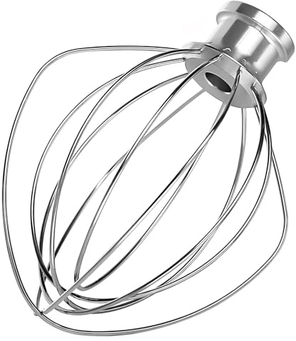 YILANJIN K45WW Schneebesen mit 6 Drähten, Ersatzzubehör, aus Edelstahl, kompatibel mit KitchenAid, Quirl für Knetmaschine, 4,5 QT