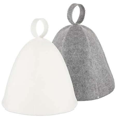 Filz Saunahut Herren Damen Badezimmer Filz Duschhaube Unisex Filz-Badehut fur Heilbäder Badezimmer Sauna Grau Beige Sauna Zubehör 2 Stuck Saunahut Bade Dusche Kopfabdeckung