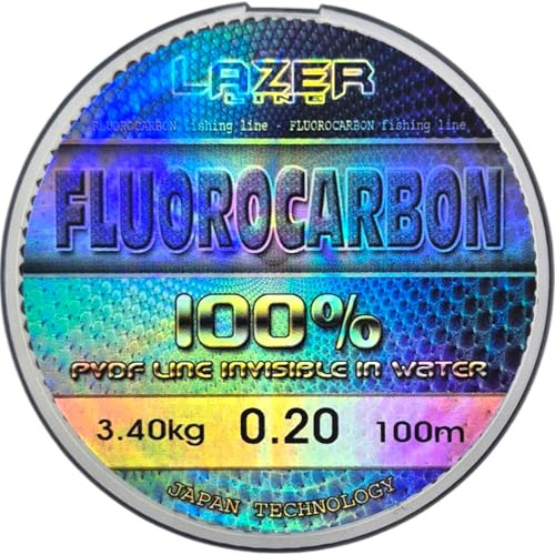 LAZER LINE Fluorocarbon Angelschnur 100m DIA0,20mm Test 3,4kg - Transparent | Vorfachschnur für Hecht Zander Barsch Forelle Karpfen - Fluorocarbon Vorfach - Raubfish Angeln Schnur – Flourocarbonschnur