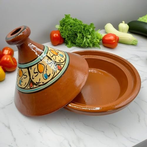 Tajine XL 35 cm in Terracotta Dipinta a Mano – Pentola Tradizionale Marocchina/Tunisina + Ebook Gratuito 1404251127