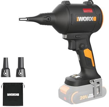 WORX Cordless Blower/Inflator, 20V 39 CFM 470 MPH Brushless High Speed Portable Dust Cleaner for Workshop, Lawn, Yard, Home, Lightweight Handheld Blower, Tool Only, PowerShare | Battery & Charger not Included, PowerShare, Brushless Motor, High Speed Dust Cleaner, Lightweight Handheld, 39 CFM 470 MPH