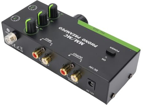 Goshyda Phono -Turntable Preamp, Vorverstärker mit Niedrigem -Stereo mit 5 Pin XLR -Eingangsausgang, Unterstützt MM MC -Patronen, 3 Bandanpassung (EU-Stecker)