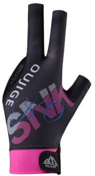 Guanto da biliardo traspirante con tre dita, professionale, antiscivolo, per allenamento e biliardo, per mano sinistra, accessori per piscina, colore rosa