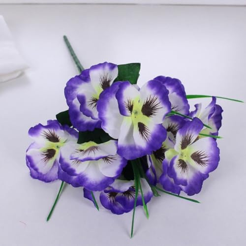 Pumixiy Seiden-Stiefmütterchen-Dekoration, künstliche Blumen für Tafelaufsätze und Tischarrangements, realistische Kunstblumen für Zuhause und Büro, Dekoration (lila)