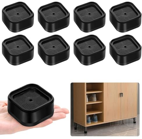 Black Furniture Risers,8Pcs Heavy Duty Stackable Chair Raisers, Bed Raisers, Desk & Table Leg Extenders, 3.5cm Lift Height, Anti-Slip Plastic Bed & Sofa Risers