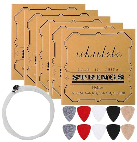 Cuerdas Nylon Ukelele - 5 Juegos Kit Repuesto, Accesorios Instrumento Musical | Para Concierto, Festival, Principiantes, Profesionales, Aficionados | 10 × 10 Cm