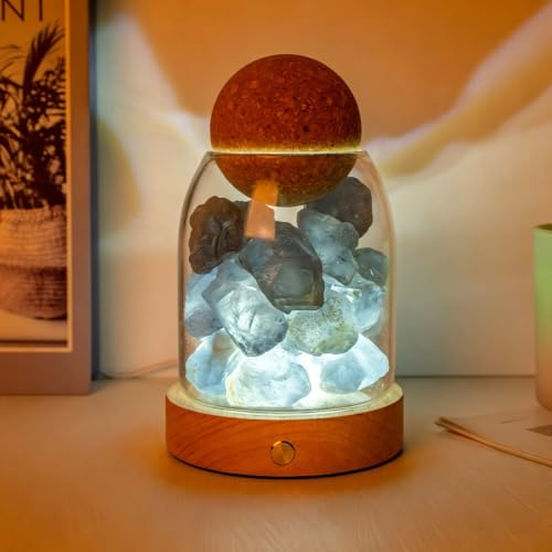 Maimeili Salt kristall sänglampa naturlig aromdiffusor USB-port 3 dimbara färglägen dekoration för sovrum, kontor, spa wellness och avkoppling