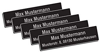 Gravierwerkstatt 5X Drohnen Kennzeichen Aluminium elox. 40x10mm mit hochwertiger Lasergravur inkl. Klebestreifen