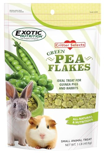 Exotic Nutrition Green Pea Flakes (1 lb.) - Healthy Natural Dried Vegetable Treat - for Rabbits, Guinea Pigs, Hamsters, Chinchillas & Other Small Pets