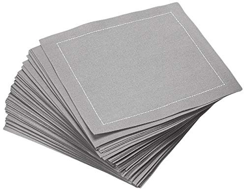 Five Star Napkins Cotton Cocktail Napkins, Beverage Napkin, Bar Napkin, Party Napkins, Small Napkins, Napkins for Events, Holidays, Weddings, Parties 4.5 x 4.5 - Single Use(50 x) Grey