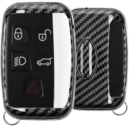 kwmobile Autoschlüssel Hülle kompatibel mit Land Rover Jaguar 5-Tasten Funk Autoschlüssel - Hardcover Schutzhülle Schlüsselhülle Cover Carbon Schwarz