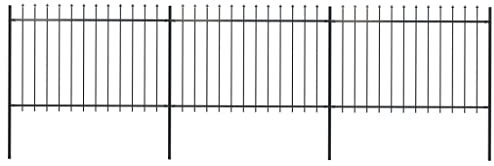 vidaXL Recinzione da Giardino con Punta a Lancia in Acciaio 537x120 cm Nero