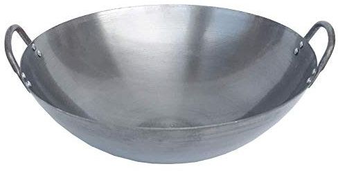 ZCXBHD Wok en Fer Fait à La Main Wok Classique Non Collant avec Revêtement Antiadhésif en Fonte à Deux Poignées,55cm