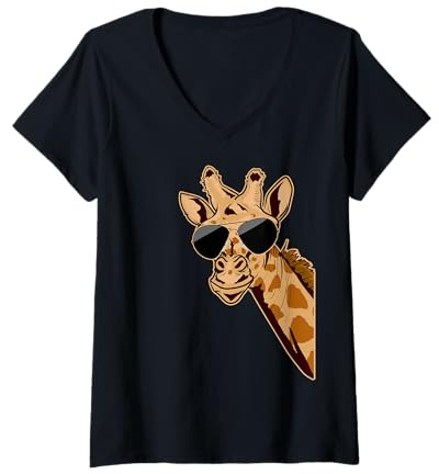 Femme Zoo girafe animal - cadeau safari de gardien de zoo savane T-Shirt avec Col en V