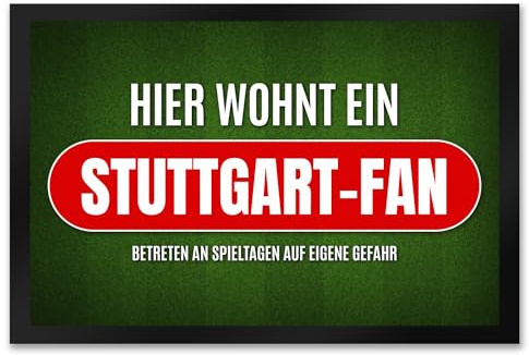 trendaffe Hier wohnt EIN Stuttgart-Fan Fußmatte XXL mit Rasen Motiv