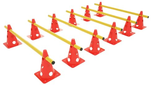 HENGMEI 18-teiliges Steckhürdenset Koordinationsset zum Koordinationstraining Hürden Set Verstellbar für Fußball Kinder Hund Trainer Indoor Outdoor
