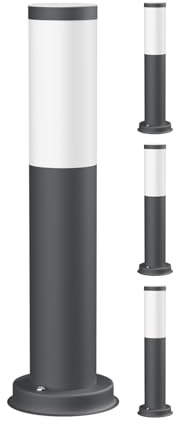 ledscom.de 4x Pollerleuchte PORU für außen, IP44, 39cm, anthrazit, inkl. Smart Home RGBW E27 LED Lampe, 892lm