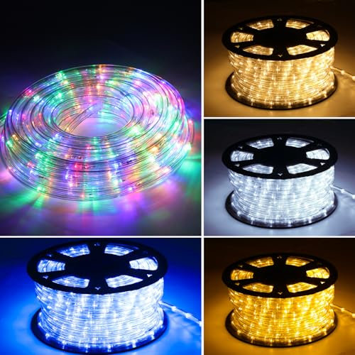Gimisgu Tubo luminoso per esterni, 30 m, tubo LED colorato, 720 LED, con controller, tubo luminoso per esterni, IP65, impermeabile, per balcone, feste, matrimoni