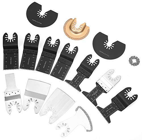Lame per Oscillante, Set di 15 Pezzi Lame Utensile Multifunzione in Carburo, Accessori per Utensili Oscillanti Multitool per, Fein, ecc.
