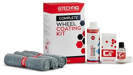 Gtechniq Wheel Coating Kit for Cars (3-Piece) | Paint Degreaser Panel Wipe, C5 Wheel Armour & Microfibre Cloth, Enhance Protection & Shine, Easy to Apply & Lasting Results