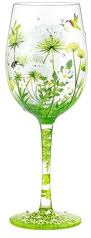 NymphFable 15oz Bunte Weingläser Blume Vogel Libelle 100% Handbemaltes Glas Geschenkideen Geburtstagsgeschenk Für Freund Familie