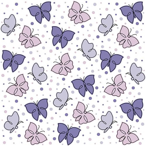 PAPSTAR 360 Servietten, 3-lagig 1/4-Falz 33 cm x 33 cm lila Papillons (89300, 12x30 Stück)