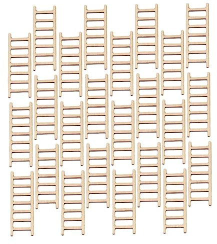 SAFIGLE 24pcs Simulation Mini Ladder Wooden Decor for Fairy Garden Table Landscape Model Bonsai Decor Garden Ornament and House