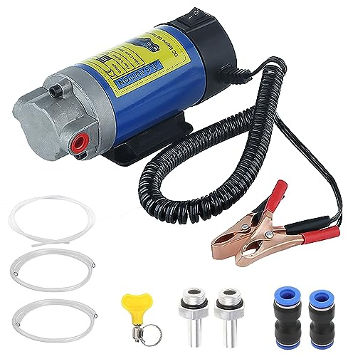 Pompe vidange huile moteur, Pompe à Huile Diesel 12V 100W Pompe Electrique Vidange Huile Moteur, Pompe de Transfert Pompe extracteur de vidange d'huile équipée de 3 Tuyaux,pour voiture, bateau, moto