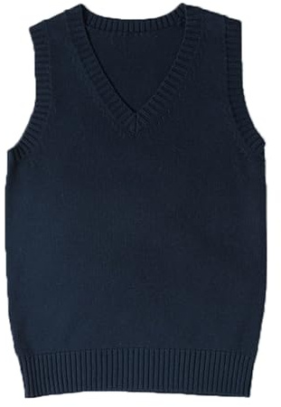 ZUEVI Chaleco clásico para Mujer, Cuello en V, Uniforme, sin Mangas, suéteres de Punto, Marino, XL