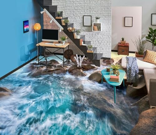 Badezimmerbodenaufkleber 3D-Bodentapeten mit großen Delfinen, 250 x 175 cm Bodenfliesen Aufkleber Wohnzimmer Studie Bodenbelag Tapete, Epoxidharz