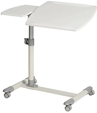 POCHY Betttische Überbetttisch, neigbarer Computertisch mit Stahlrahmen, tragbarer Beistelltisch mit feststellbaren Rollen, moderner rollender Laptop-Tisch luxuriös