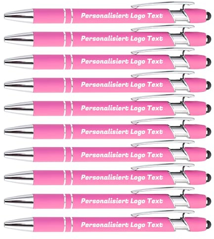 HEYZARDA Kugelschreiber mit Gravur Namen Logo, Rose, 100 Pcs | Personalisierter Stift, mit Touchpen, Touchscreen Stifte, für Hochzeit, Eigenem, Kirche, Party, Geschenke, Metall