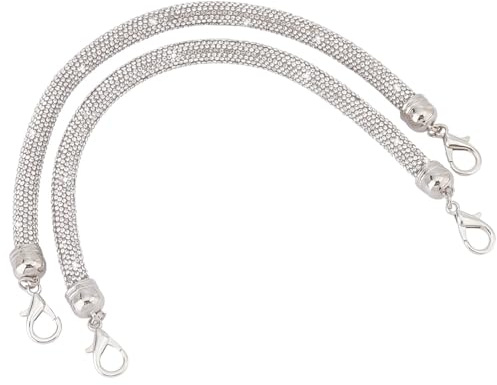 PH PandaHall - 2 correas de bolso de diamantes de imitación, asa de bolsa de cristal, correas de bolsa de repuesto, 30 cm, correa de cadena de bolsa corta para bolsa bajo los brazos, bolso de noche