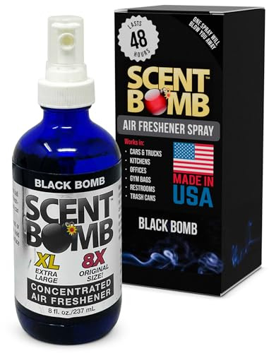 Scent Bomb Air Freshener Spray, Long-Lasting Odor Eliminator for Home & Car, Effective Deodorizer for Kitchen, Bathroom, Fresh Room Spray & Smell Neutralizer, Black Bomb Scent