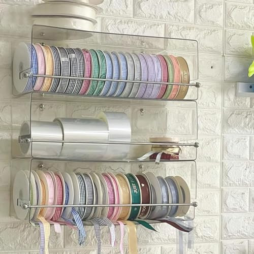 Porte Foulard Ceinture Cravate Salle D'artisanat Support D'organisation Pour Rubans, Acrylique Clair Présentoir De Bobines En Fil Métallique, Grand Etagère De Rangement Pour Papier D'emballage, Pour L