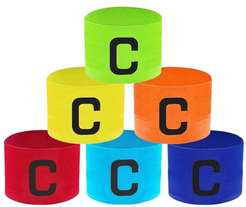 RYAN 6 Stück Kapitänsbinde,Kapitänsbinde Kinder Fußball, Einfarbige Armbinde verstellbar, Kapitänsbinde Fußball für Kinder und Erwachsene für Fußball, Rugby, Hockey Multisport