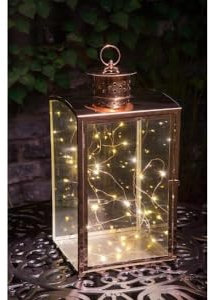 NOMA Modern Metallic Glass Lantern with Copper Wire Lights (Pack of 1)