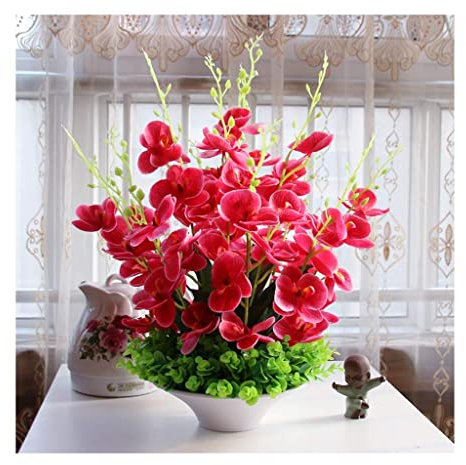 Real Touch Seidentuch Orchideen Topf gefälschte Phalaenopsis Blumen Arrangement, künstliche Seide Orchideen Bonsai für Home/Parlous/Hochzeit Party künstliche Pla