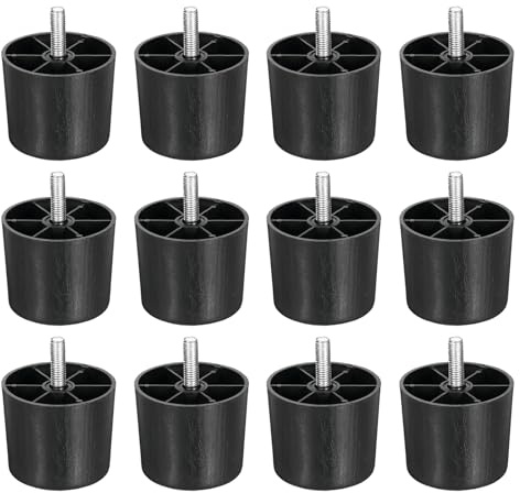 sourcing map 12 Pcs M10 x 2 x 2.4 Inch Furniture Legs, Plastic Sofa Couch Legs Tapered Replacement Legs Tapered Feet for Chair Sofa Dresser Cabinets Bed, Black