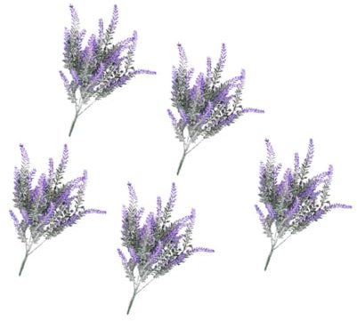 GARVALON 5stücke Künstliche Lavendelblüten Teiliges Lebensechte Pflanzenornamente Für Hochzeiten Büro Und Wohnkultur Für Kreative Fotografie-Requisiten Und -Dekoration