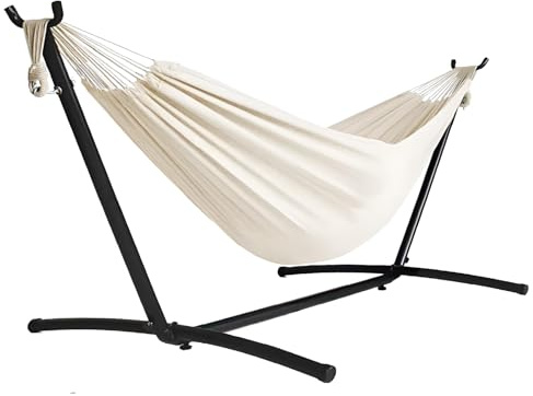 AVOID Hängematte 2 Personen Hängematte mit Ständer Wetterfest 292cm x 109cm (Beige)