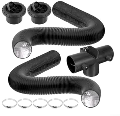 Donkivvy 10 Pcs T-Pipe Auxiliary Heater Diesel Kit, 75mm Parking Air Diesel Heater Auxiliary Accessories with Exhaust Hose, Warm Air Outlet Vent, T-Pipe, Hose Clips, for Webasto Propex