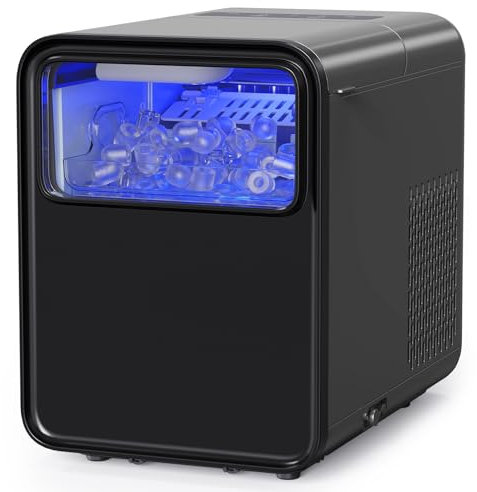 QEXREED Macchina Ghiaccio Casa 12kg/24h, 9 Cubetti in 6-8 Min, Macchina del Ghiaccio 2 Dimensioni di Ghiaccio, Macchina per il Ghiaccio