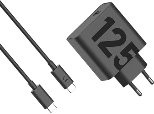 Motorola TurboPower 125 W, universell USB typ-C ultrasnabb laddare, kabel ingår, original Motorola laddare, matt svart