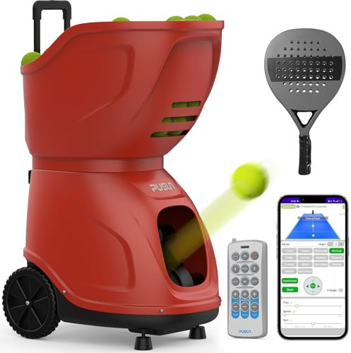 PT-9001 Pro Padel Ballmaschine mit APP-Steuerung | Intelligenter Ballwerfer mit 35 Landepunkten & 12 Modi | Fortschrittliches Trainingssystem mit Multi-Spin & variabler Geschwindigkeit (Rot)