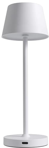 ROLF KERN LED-Tischleuchte Club Nano | 21 cm | Akku-Tischlampe dimmbar, Touch-Dimmer, warmweiß 2700K, IP54, 100lm, 1,2W, kabellose Tischlampe modern, außen, innen Weiß