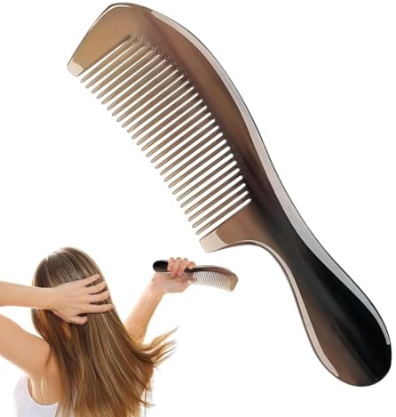 Peine buffalo born, peine buey born Cepillo de cabello de dientes anchos | Masaje de atención médica hecho a mano Cepillo óseo para el cuero cabelludo y el cabello seco