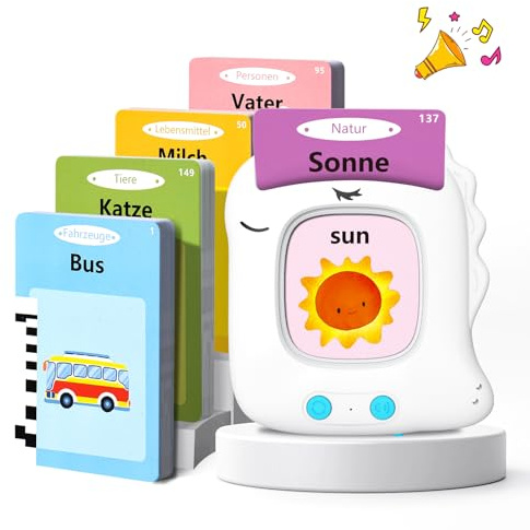 VISATOR Sprechende Lernkarten Kinderspielzeug Sprechende Deutsch 224 Wörter | Sprachförderung Cards Für Kinder Jungen Mädchen Autismus 112 Blätter Lernspielzeug Lernen Ab 3 4 5 6 Jahre