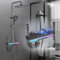 CALISTOUK Columna Ducha con Grifo, 4 Funciones Elegantes Teclas de Piano Conjunto Ducha Luz de Respiración de 7 Colores|Indicación de La Temperatura para Baño, Columna Ducha Altura Ajustable 70-133cm