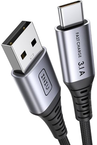 INIU USB C Charger Cable, 2m USB A to USB C Cable 3.1A Fast Charging | Nylon Braided, High Speed Charging, LED Indicator, Type C Data Transfer, for iPhone 17 16, Samsung S26 S25, Xiaomi, iPad etc